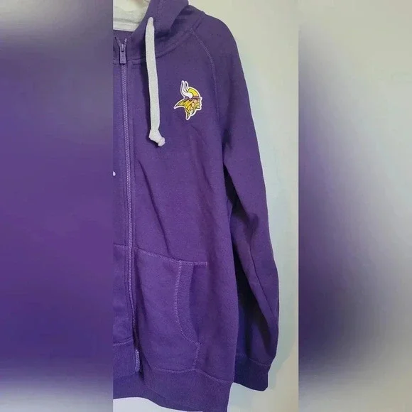 Minnesota Vikings  Men's Antigua Purple Logo Full Zip Up Hoodie Sweatshirt - Picture 7 of 8
